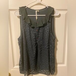 LC Lauren Conrad Dark Green Textured Blouse